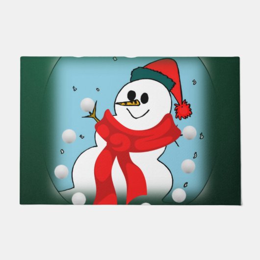 クリスマスのドアマット、雪だるま ドアマット (正面)