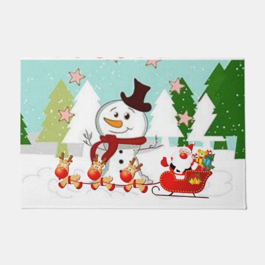 クリスマスのドアマット、雪だるま ドアマット (正面)