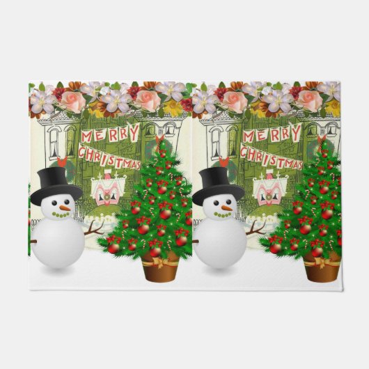 クリスマスのドアマット、雪だるま ドアマット (正面)