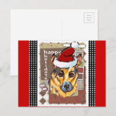 クリスマスのドイツ牧羊犬 シーズンポストカード (正面/裏面)