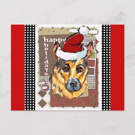 クリスマスのドイツ牧羊犬 シーズンポストカード (正面)
