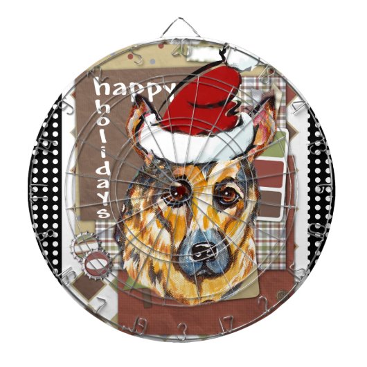 クリスマスのドイツ牧羊犬 ダーツボード (正面)