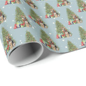 クリスマスのドイツ牧羊犬 ツリーのそば ラッピングペーパー (ロールコーナー)