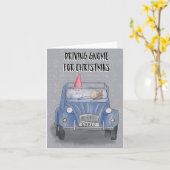 クリスマスのドライブする小人 カード (黄色い花)