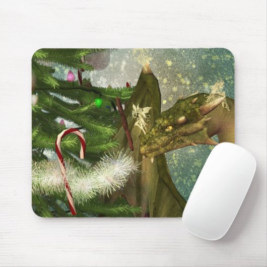 クリスマスのドラゴンおよび妖精 マウスパッド (マウス)