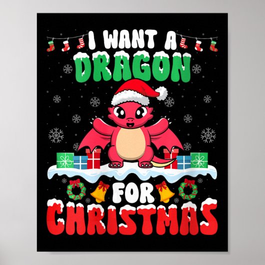 クリスマスのドラゴンが欲しい – Dragon Lover Santa ポスター (正面)