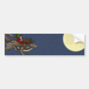 クリスマスのドラゴンのバンパーステッカー バンパーステッカー