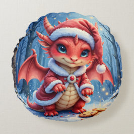 クリスマスのドラゴン、かわいすぎて捕まえられない、 ラウンドクッション