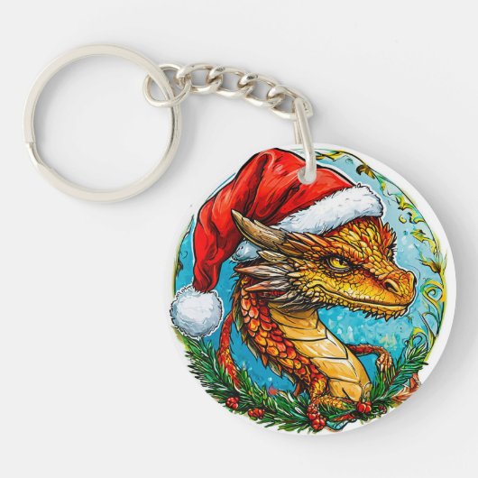 クリスマスのドラゴン キーホルダー (正面)