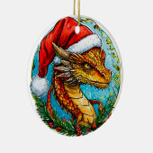 クリスマスのドラゴン セラミックオーナメント (右)