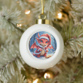 クリスマスのドラゴン、逮捕するには可愛すぎる、 セラミックボールオーナメント