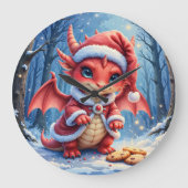 クリスマスのドラゴン、逮捕するには可愛すぎる、 ラージ壁時計 (正面)