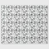 クリスマスのドードルブラック&ホワイトカラーあなた自身 ラッピングペーパー (フラット)