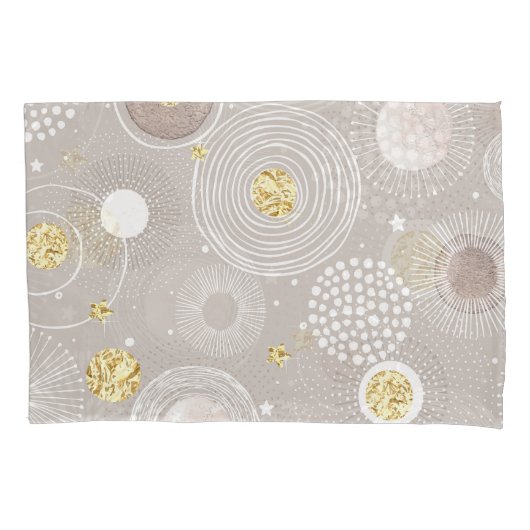 クリスマスのドードル:黄金の箔の背景。 枕カバー (正面)