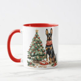 クリスマスのドーベルマンドッグ マグカップ