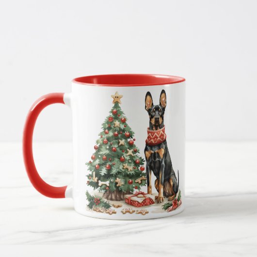クリスマスのドーベルマンドッグ マグカップ (左)