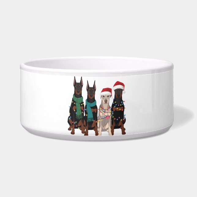 クリスマスのドーベルマン好きな犬のママの休日 ボウル (正面)