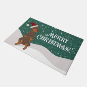 クリスマスのドーベルマン・ピンシャー ドアマット (アングル)