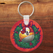 クリスマスのナインボールリースオンレッド キーホルダー (正面)