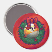 クリスマスのナインボールリースオンレッド マグネット (正面/裏面)