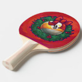 クリスマスのナインボールリースオンレッド 卓球ラケット (正面アングル)