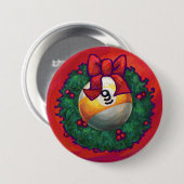 クリスマスのナインボールリースオンレッド 缶バッジ (正面&裏面)