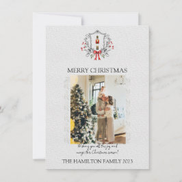 クリスマスのナツクラッカーホリーフレームと写真 シーズンカード