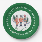 クリスマスのナツクラッカー組成縁ど緑 ペーパープレート (正面)