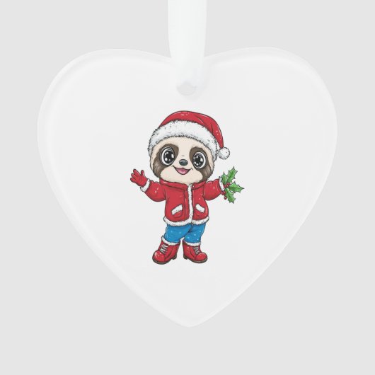 クリスマスのナマケモノのキャラクター オーナメント (正面)