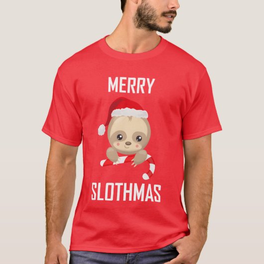 クリスマスのナマケモノの友達 Tシャツ (正面)