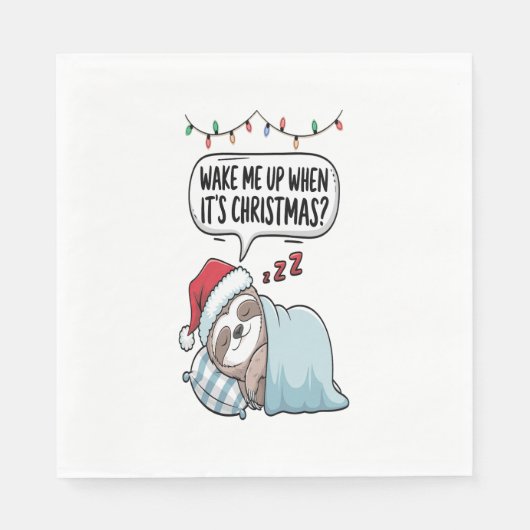 クリスマスのナマケモノの眠る休日 スタンダードランチョンナプキン (正面)