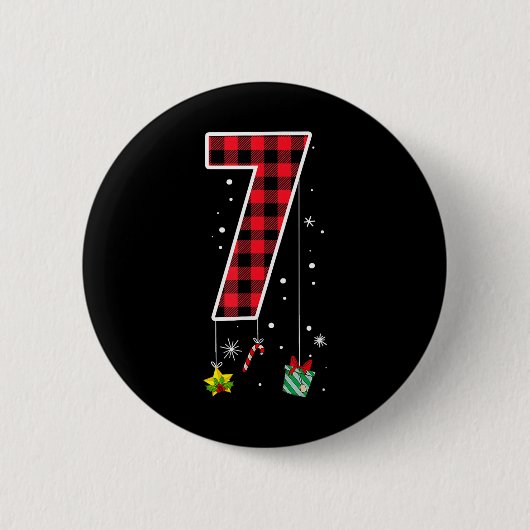 クリスマスのナンバー7の面白いミームのセブン 缶バッジ (正面)