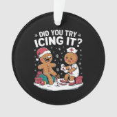 クリスマスのナースそれをアイシング試してみたジンジャーパン オーナメント (正面)