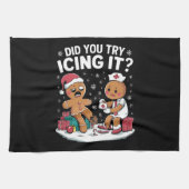 クリスマスのナースそれをアイシング試してみたジンジャーパン キッチンタオル (横)