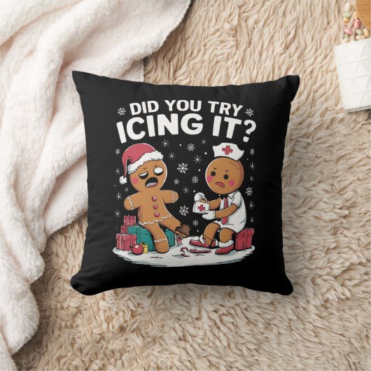 クリスマスのナースそれをアイシング試してみたジンジャーパン クッション (ブランケット)