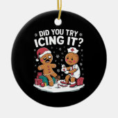 クリスマスのナースそれをアイシング試してみたジンジャーパン セラミックオーナメント (正面)