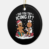 クリスマスのナースそれをアイシング試してみたジンジャーパン セラミックオーナメント (左)