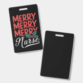 クリスマスのナース 楽しい看護師 介護ギフト ホリデー バッジ (正面＆裏面)