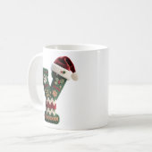 クリスマスのニットセーターの文字 Y サンタ帽子 コーヒーマグカップ (正面左)