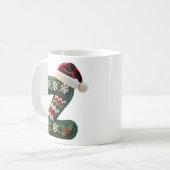 クリスマスのニットセーターの文字 Z サンタ帽子 コーヒーマグカップ (正面左)