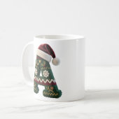 クリスマスのニットセーターの文字Aサンタ帽子 コーヒーマグカップ (正面左)