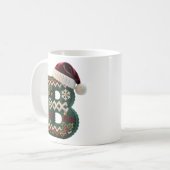 クリスマスのニットセーターの文字Bサンタ帽子 コーヒーマグカップ (正面左)