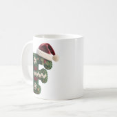 クリスマスのニットセーターの文字Fサンタ帽子 コーヒーマグカップ (正面左)
