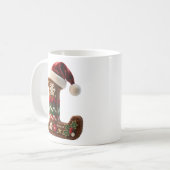 クリスマスのニットセーターの文字Lサンタ帽子 コーヒーマグカップ (正面左)