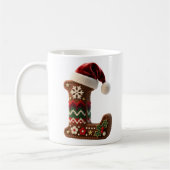 クリスマスのニットセーターの文字Lサンタ帽子 コーヒーマグカップ (左)
