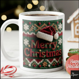 クリスマスのニットセーター メリークリスマス サンタの帽子 コーヒーマグカップ