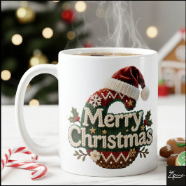 クリスマスのニットセーター メリークリスマス サンタ帽子 コーヒーマグカップ