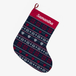 クリスマスのニット風ストッキング ラージクリスマスストッキング