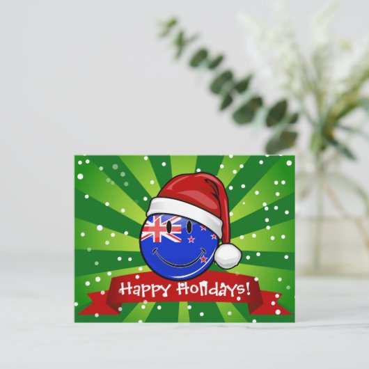 クリスマスのニュージーランドのスタイルの微笑の旗 シーズンポストカード (スタンド正面)