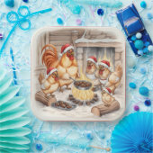 クリスマスのニワトリが栗をロースト、お皿 ペーパープレート (パーティー)